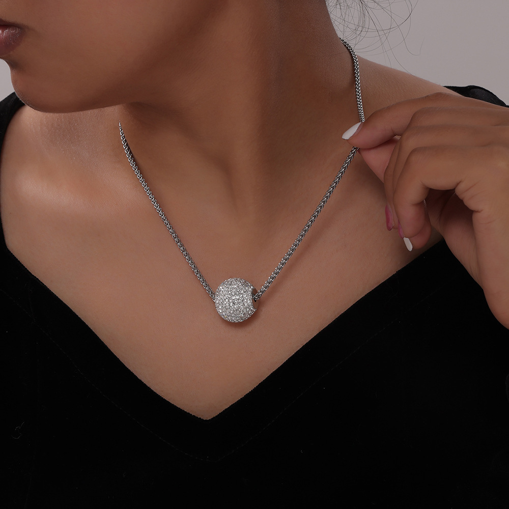Minority Fashion Diamond Ball Pendant Titanium Steel