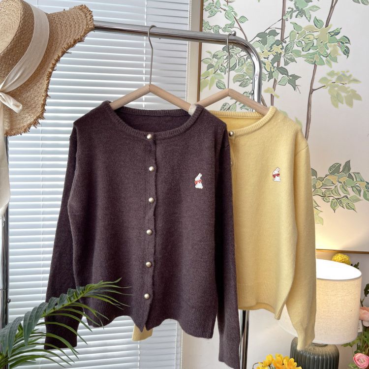 Idle Style Knitted Cardigan Japanese-style Retro College Style Cropped Sweater Coat