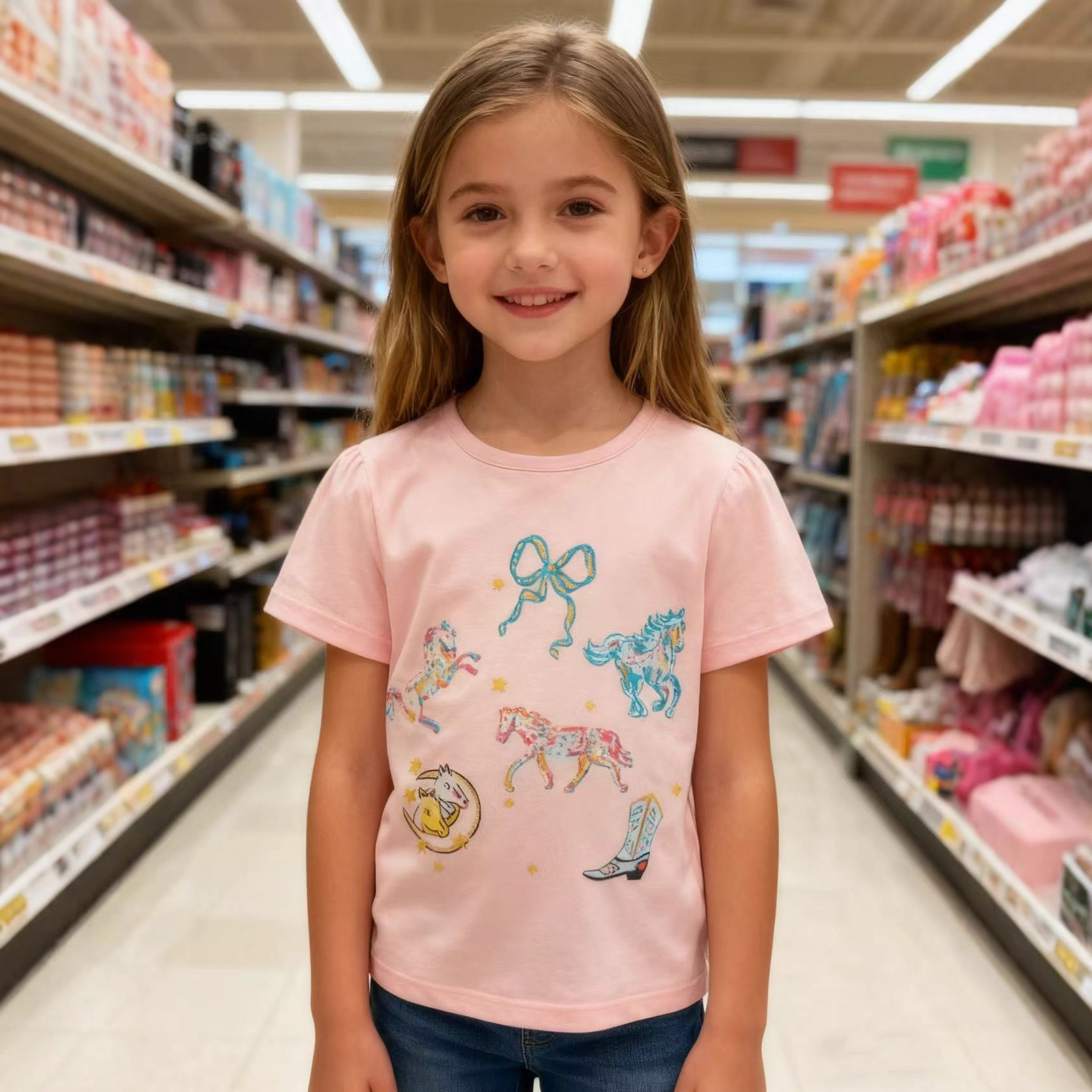 Summer Kids' Cartoon Crewneck Short-sleeve T-shirt Top