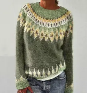 Women's Round neck Color block Loose Sweater Hikoi 5417446 - Shop at LoveMi