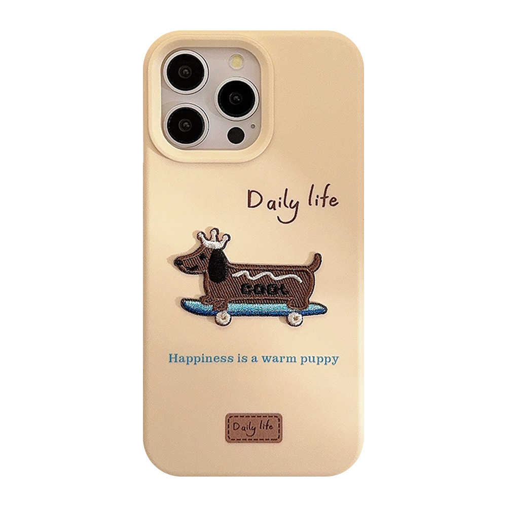 3D Dachshund Silicone Embroidered Phone Case