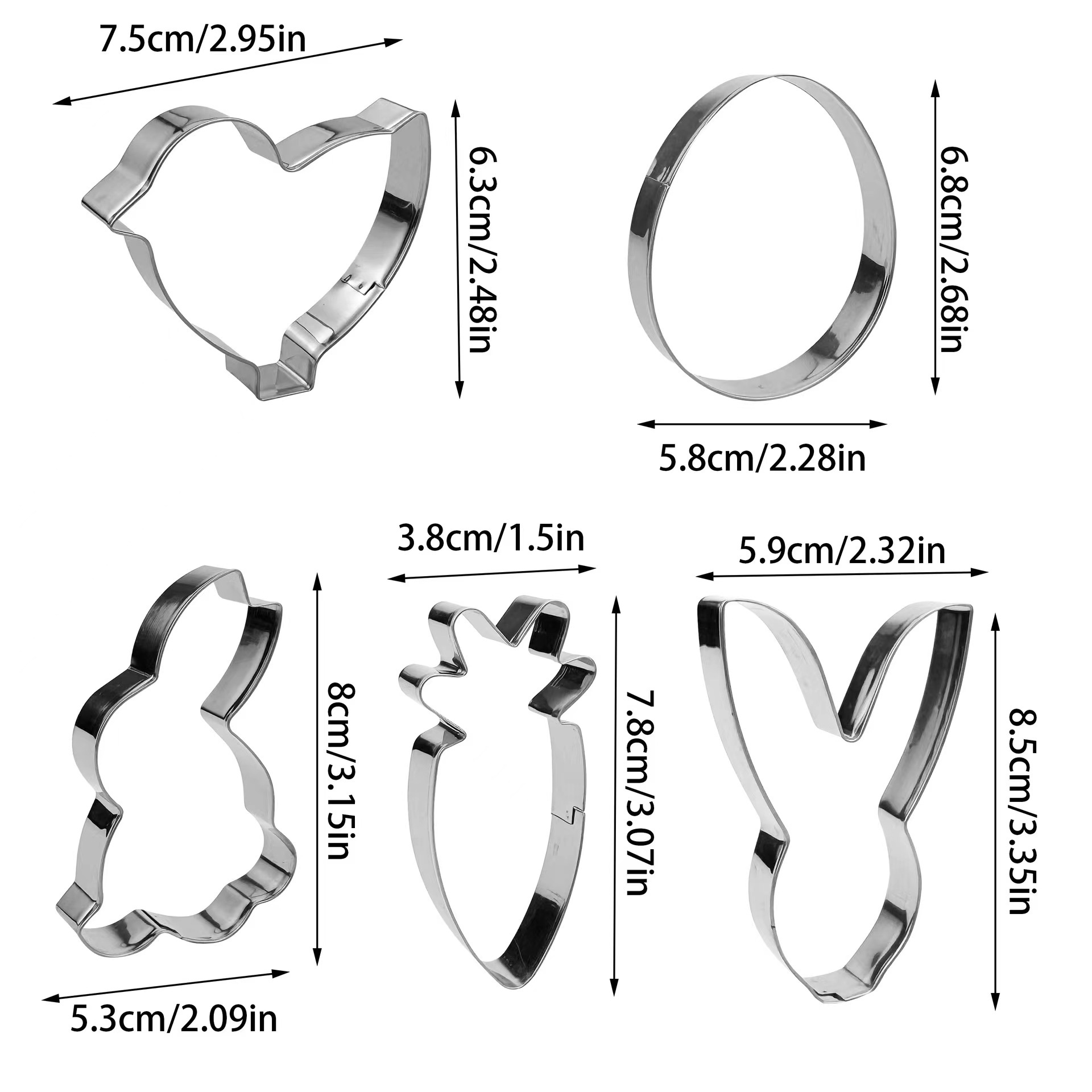 Easter Cookie Cutter Stainless Steel (Set of 5 pieces-White)