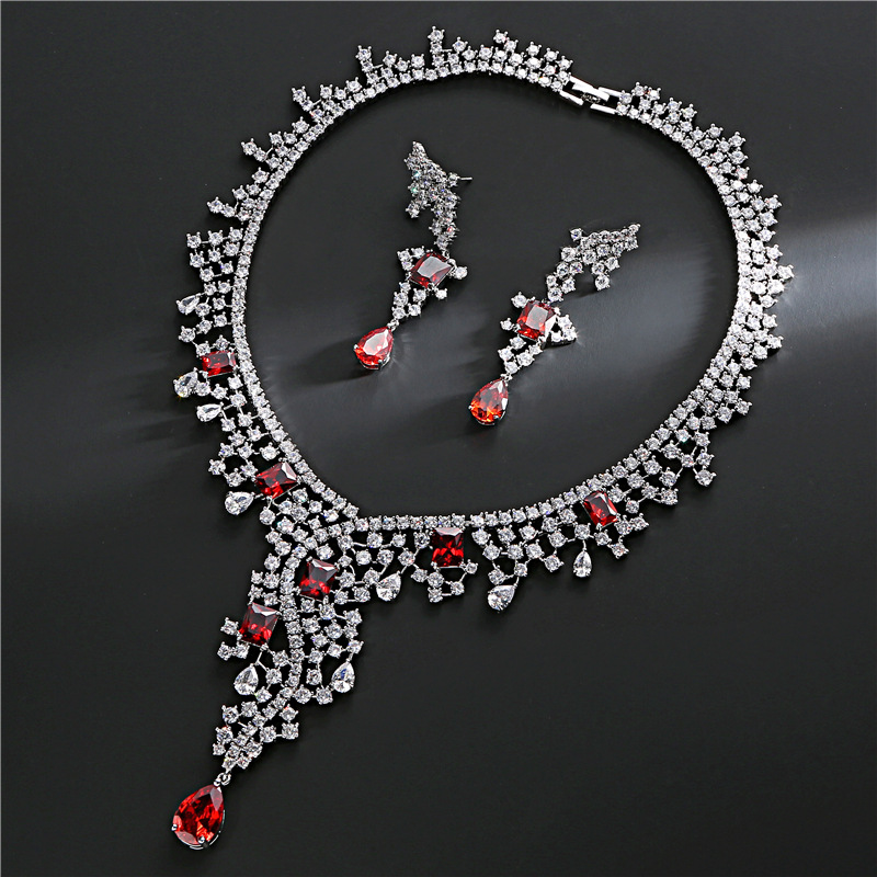 Exotic Style Full Zircon Bridal Jewelry Suit