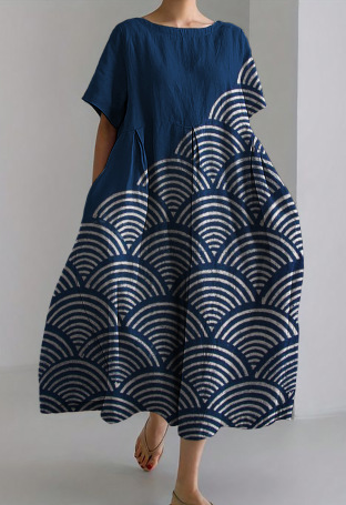 Womens 3D-printed Crew-neck Dress