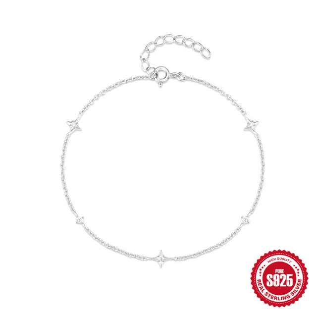 Fashion Simple Four Eight pointed Stars Women's Bracelet White Gold Color - Shop at LoveMi
