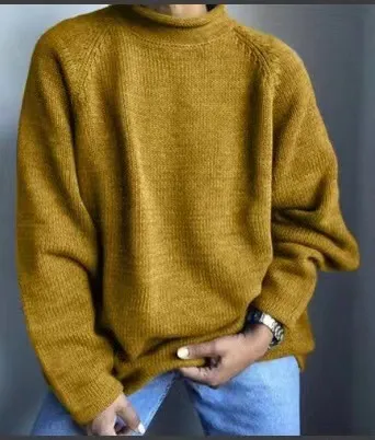 Solid Color Pullover Loose Casual Sweater Banana Yellow - Shop at LoveMi