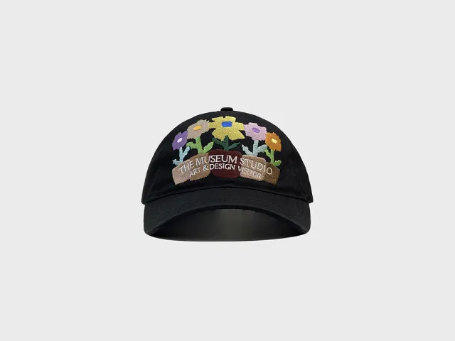 Embroidered Five Pots Flower Baseball Cap Female Soft Peaked Cap Black - Shop at LoveMi