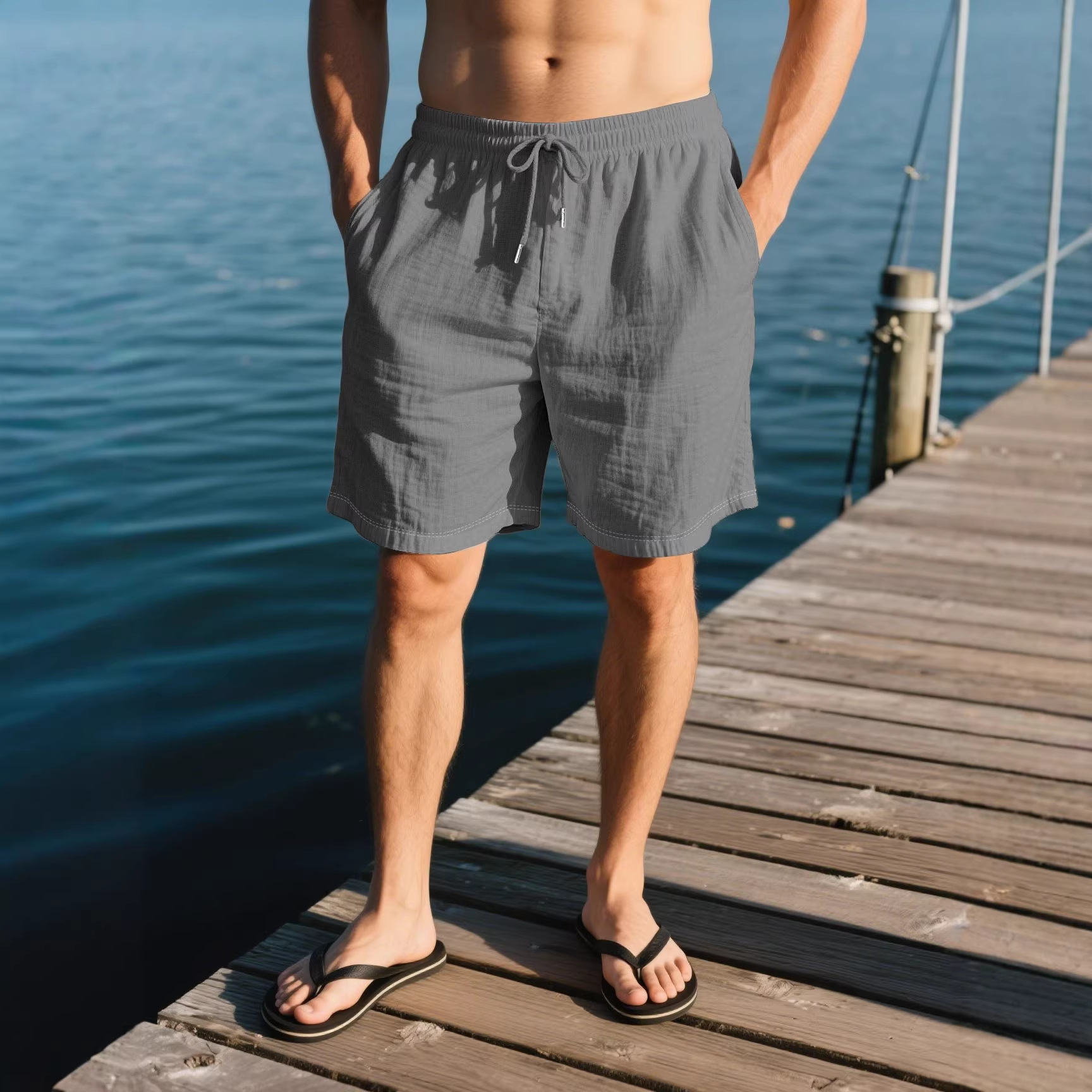 Men's Cotton-Linen Breathable Beach Casual Shorts