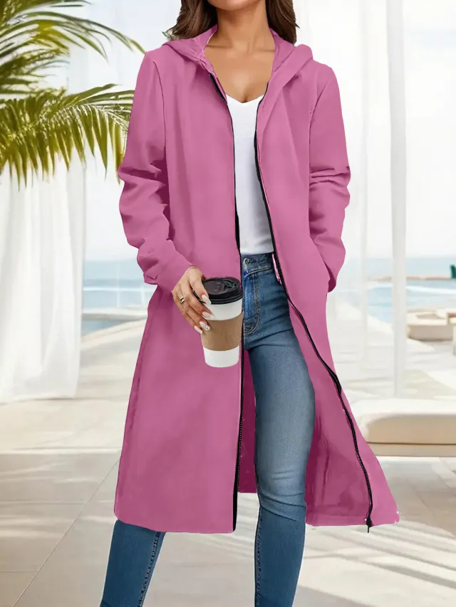 Fashionable Simple Comfortable All match Slimming Hooded Coat Glittering Powder - Shop at LoveMi