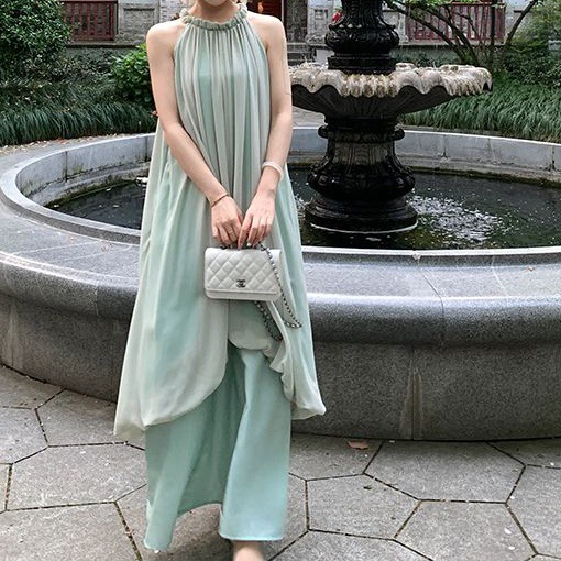 Womens New Chinese Style Sleeveless Halterneck Dress