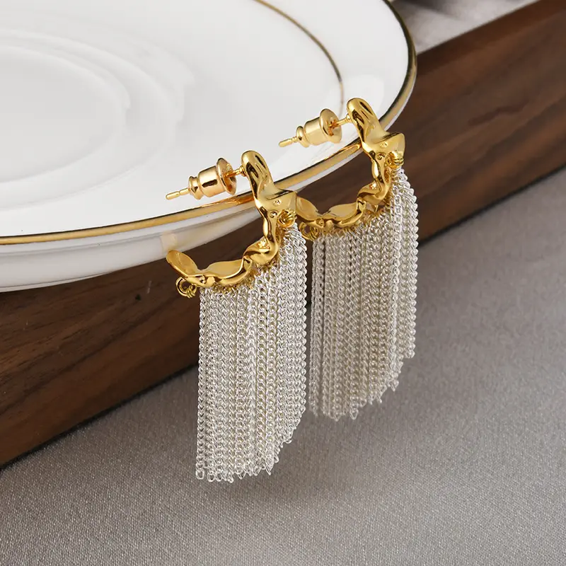 Chain Tassel Stud Earrings