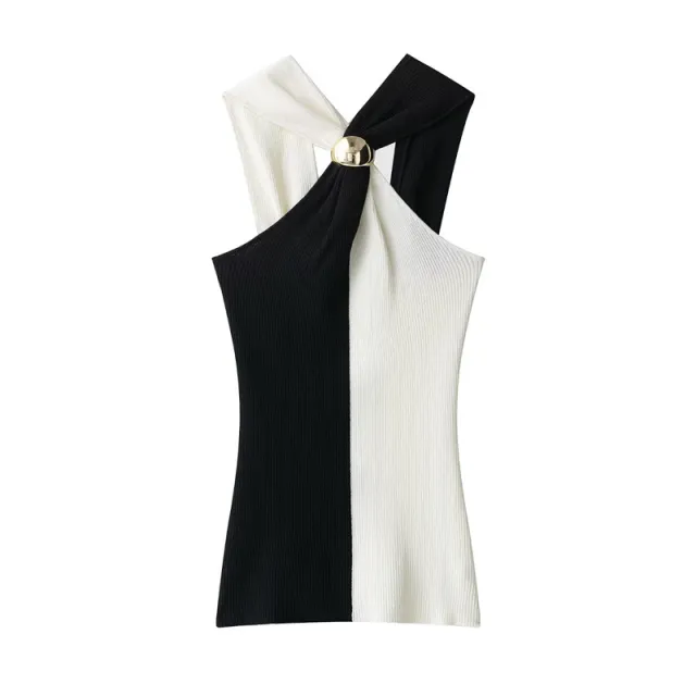 Women's Minimalist Knit Halterneck Top Black - Shop at LoveMi
