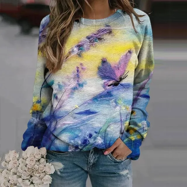 Cute Cat Creative Printing Women's Long Sleeve Crew Neck Sweater Hooy50 M - Shop at LoveMi