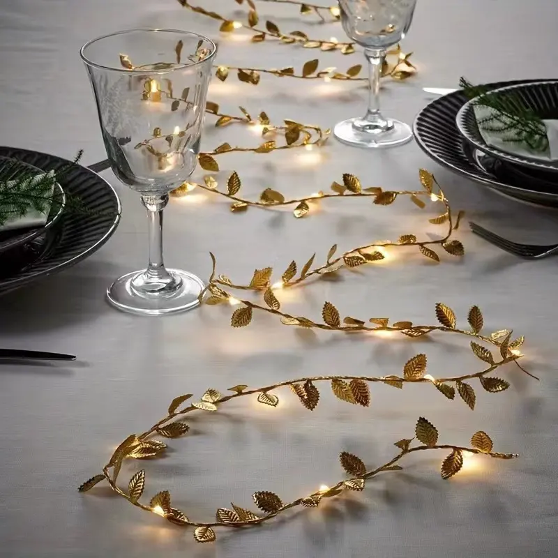 Led Simulation Gold and Silver Color Leaves Lighting Chain