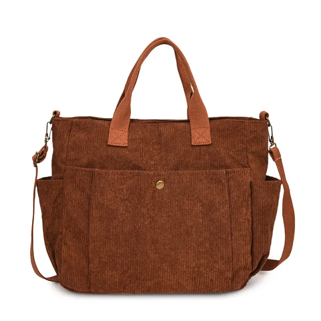 Simple Canvas Large Capacity Crossbody Shoulder Bag Brown - Shop at LoveMi