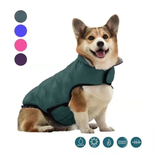 Dog Clothes Autumn And Winter New Cotton Clothing Cotton Padded Coat Dark Green - Shop at LoveMi