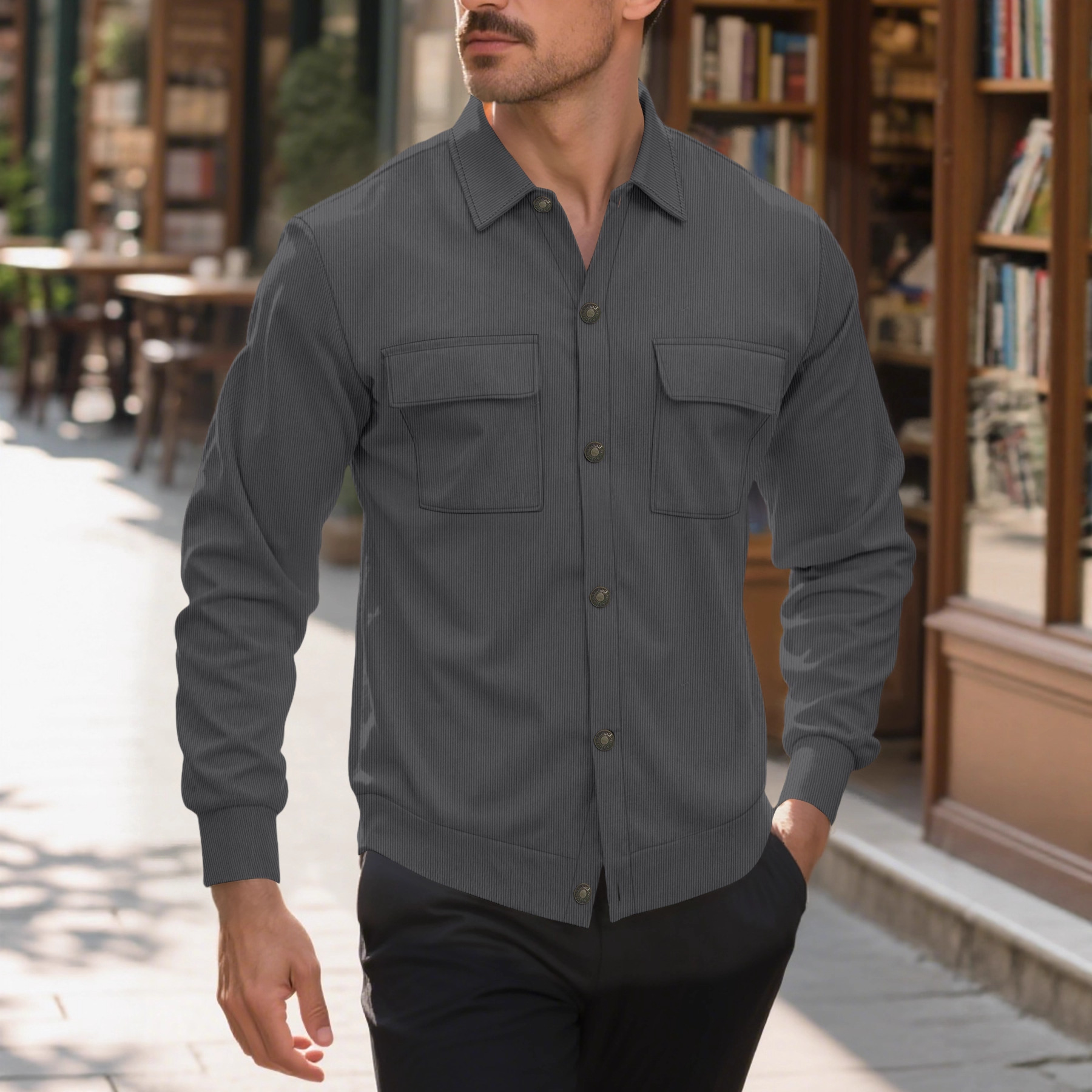 Men's Corduroy Shirt Pocket Coat