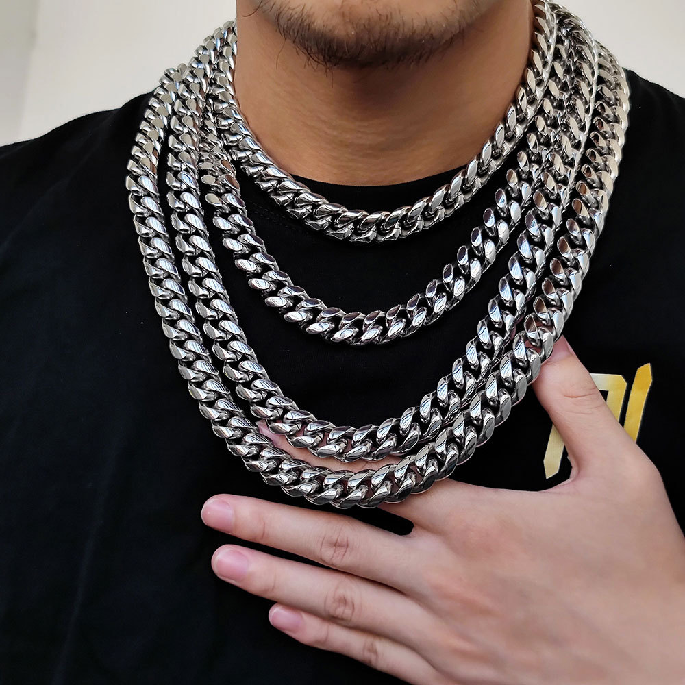 Spring Fastener Round Grinding Encrypted Titanium Steel Necklace