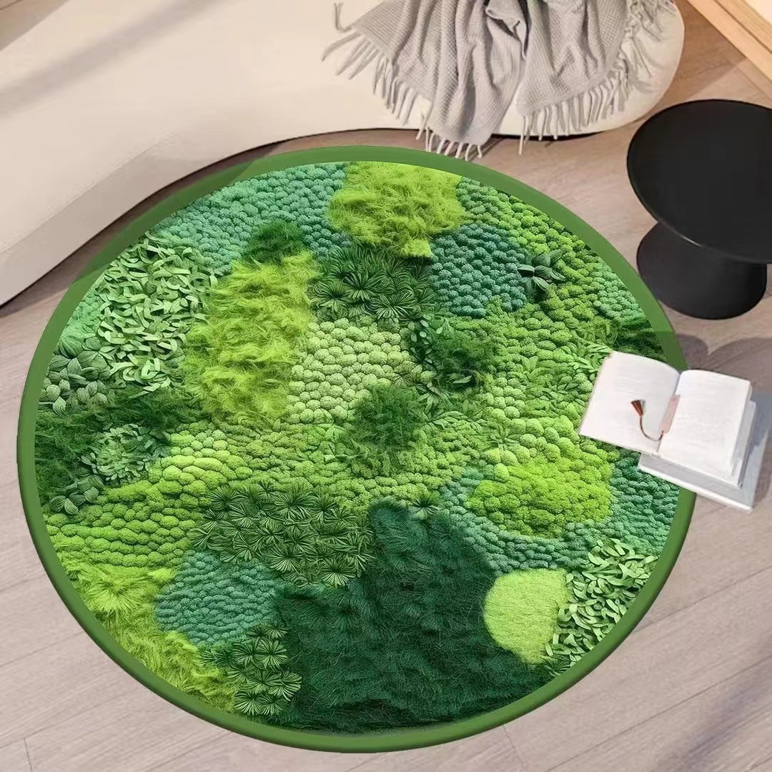 Title 1, Cashmere-like Round Moss Carpet Bathroom Absorb...