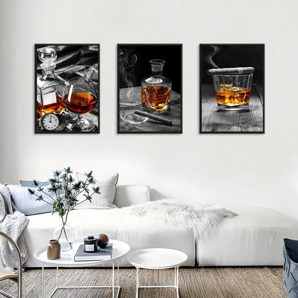 Vodka Wine Glass Still Life Triple Oil Painting Living