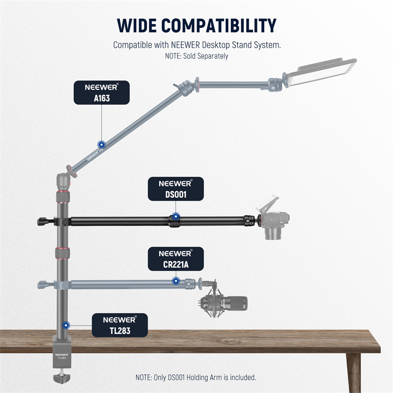 NEEWER Desktop Boom Arm Light Stand - Suport de suspensie reglabil pentru fotografie Live Streaming Video Beauty Gaming Setup