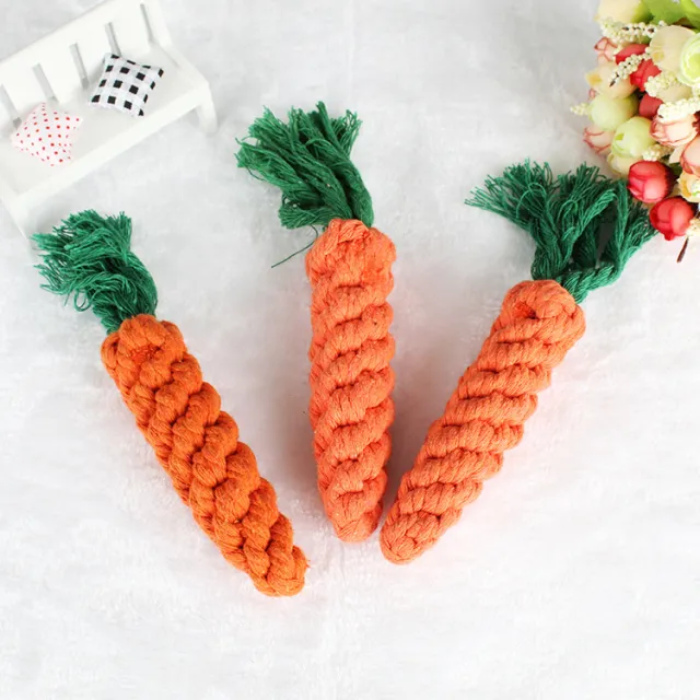 Cotton String Carrot Molar Teeth Cleaning Bite resistant Dog Toy Orange Red - Shop at LoveMi