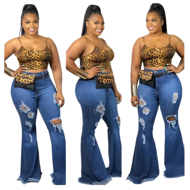 Fashion Knee Ripped Slim Denim Stretch Jeans Dark Blue - Shop at LoveMi