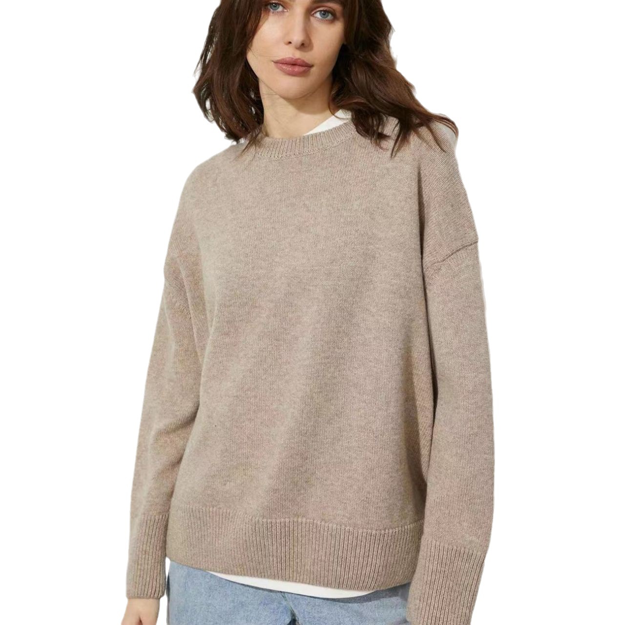 New autumn and winter round neck solid color pullover casual soft waxy sweater