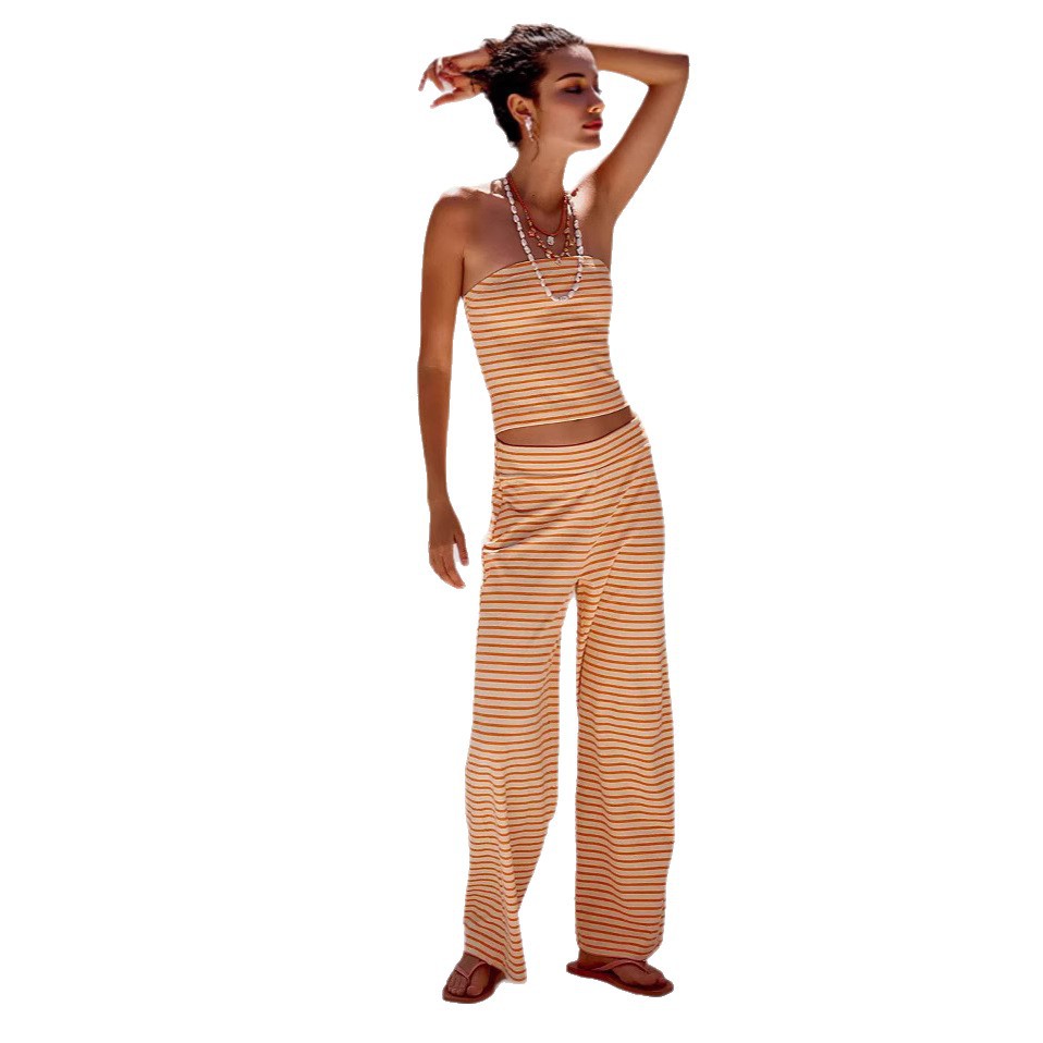 Women's Tube Top Pants Set in Orange – Lifestyle Styling Shot