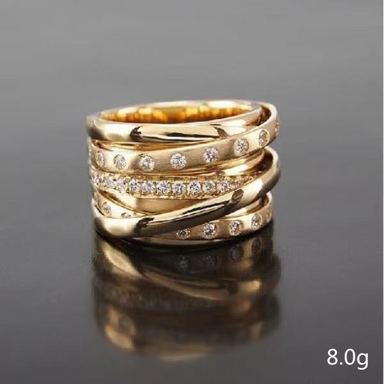Golden Exaggerated Multi-ring Jewelry For Women