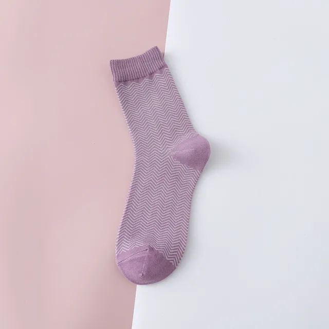 Women's Mid calf Retro Houndstooth Long Socks Small Purple Wave - Shop at LoveMi