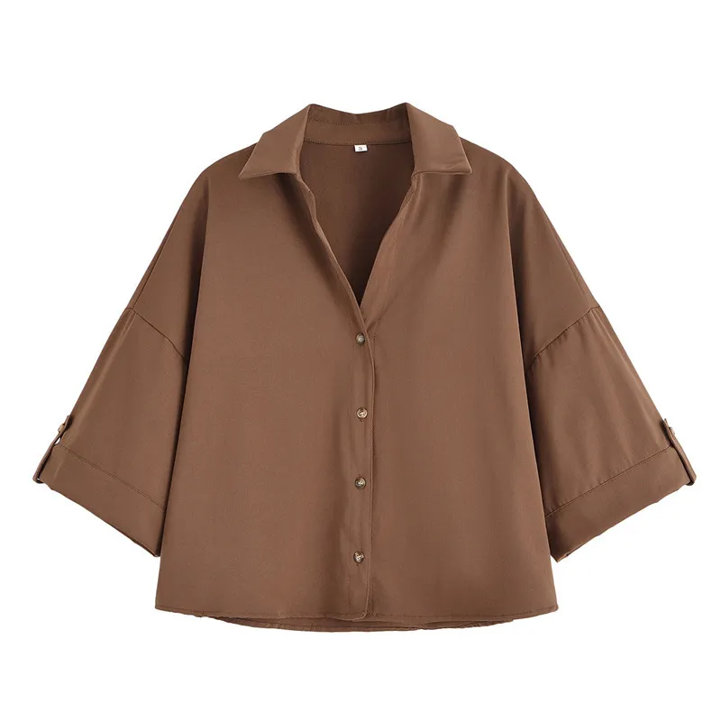 Elegant Lapel Short-sleeved Shirt With Belt Loose Pleated Shorts