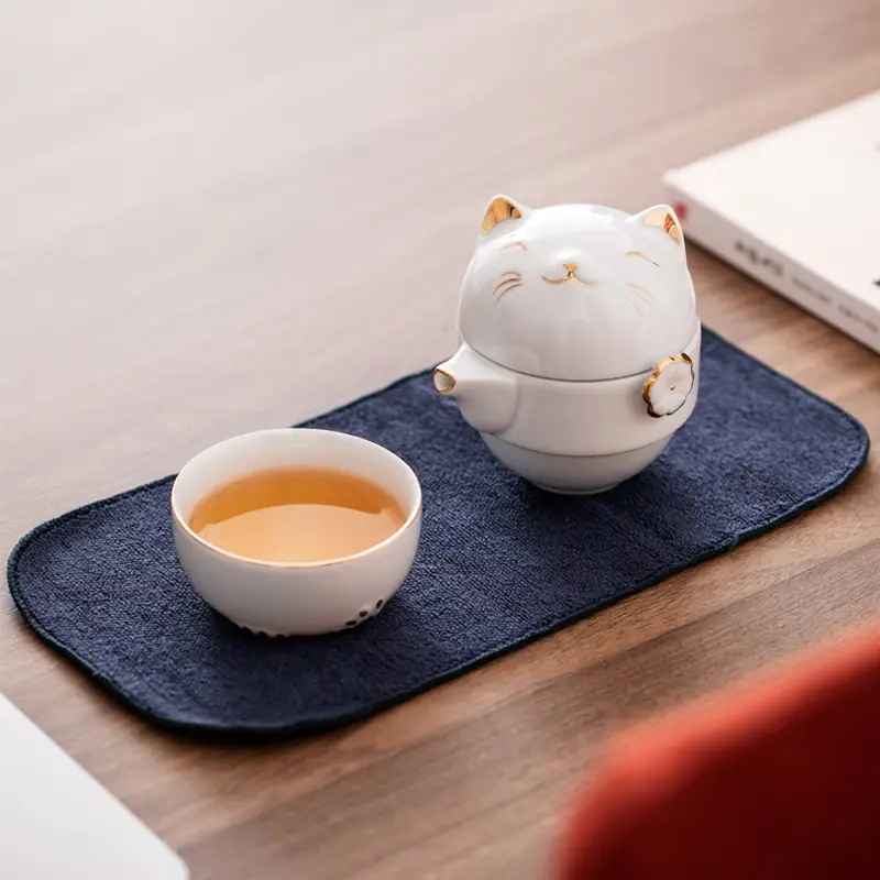 One Pot Two Cups Outdoor Travel Tea Set Portable Bag Ceramic Gongfu Teapot