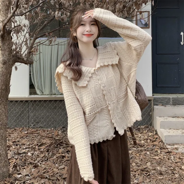 Knitted Cardigan For Women Autumn And Winter Apricot - Shop at LoveMi