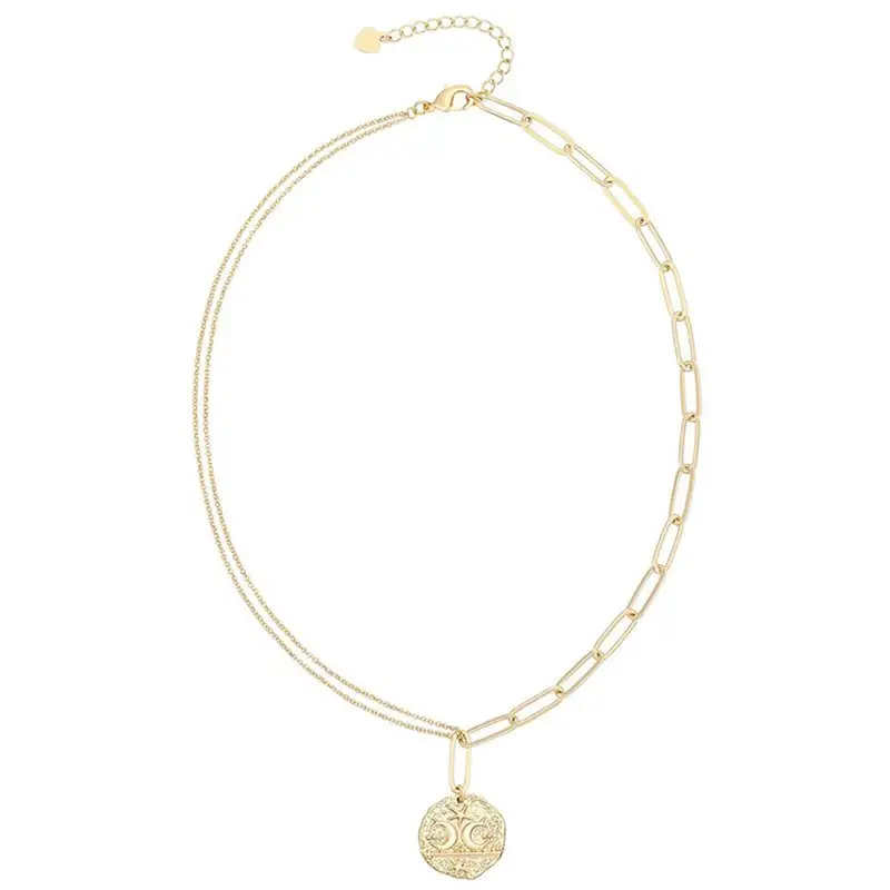 Daikin Medal Moon And XINGX Pendant Necklace