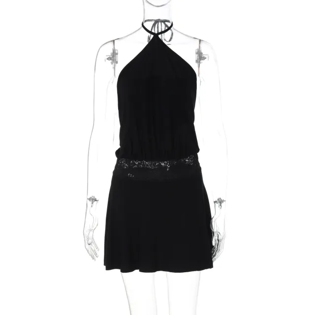 Personality Pure Color Halter Dress Women Black - Shop at LoveMi