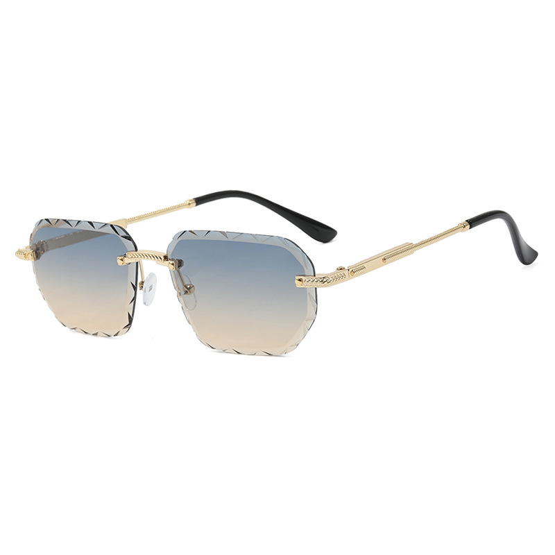 Frameless Trimming Square Small Frame Sunglasses Metal Female - Image 3
