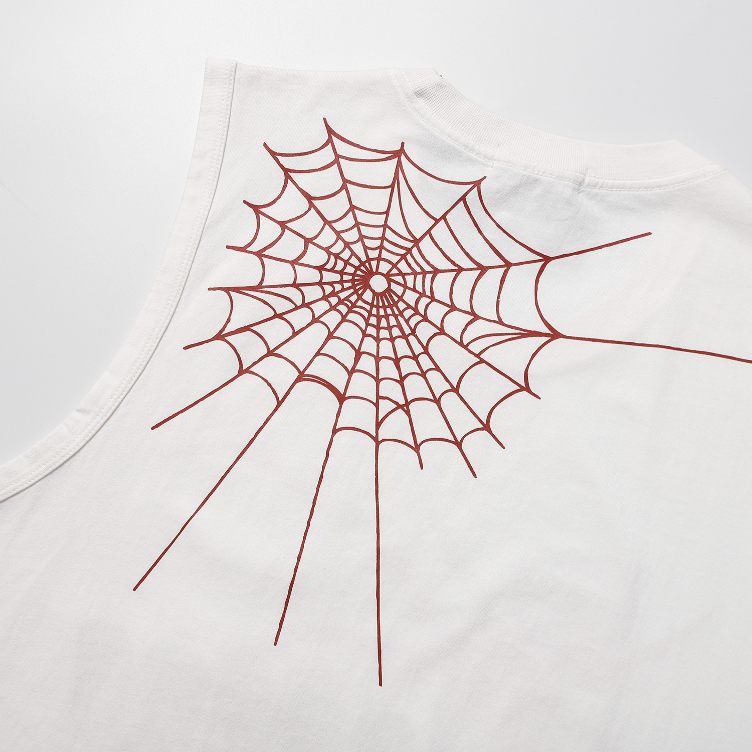 Washed And Worn Red Spider Printed Vest T-shirt