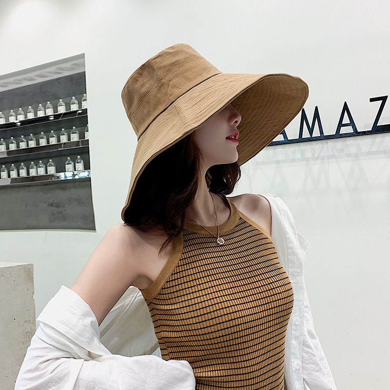 Solid-color Extra-wide-brim Sun Hat