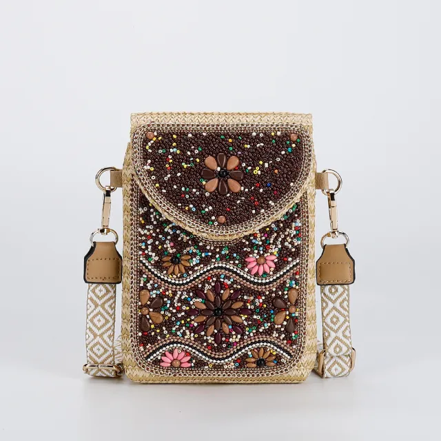 Rice Bead Bag Woven Women's Shoulder 2 Style 15X4X19 - Shop at LoveMi