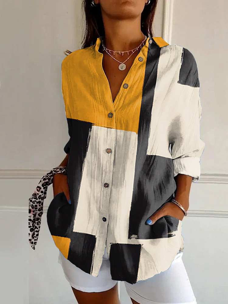 Womens Floral Pattern 3D Printed Long-Sleeve Shirt