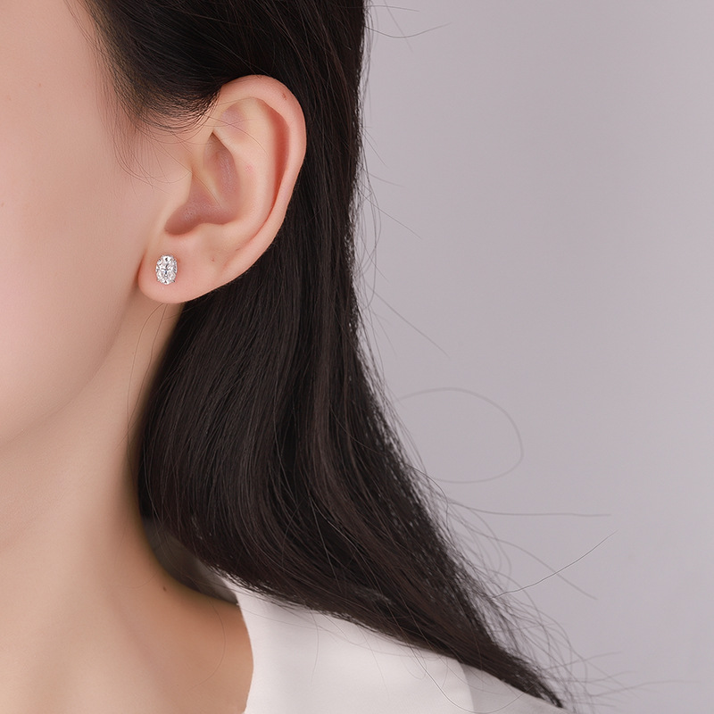 925 Sterling Silver Big Diamond Moissanite Earrings