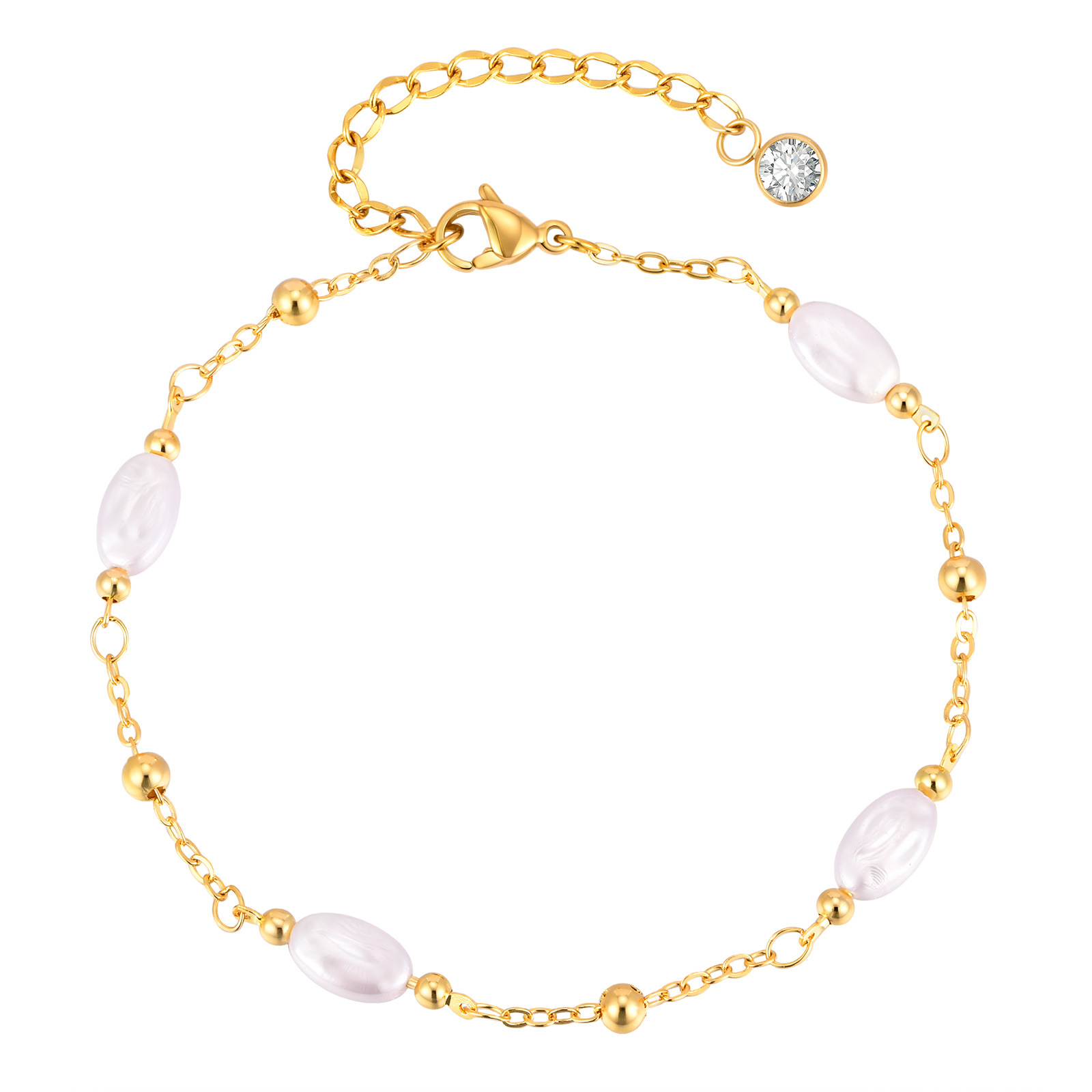 Stainless Steel Pearl Chain Anklet