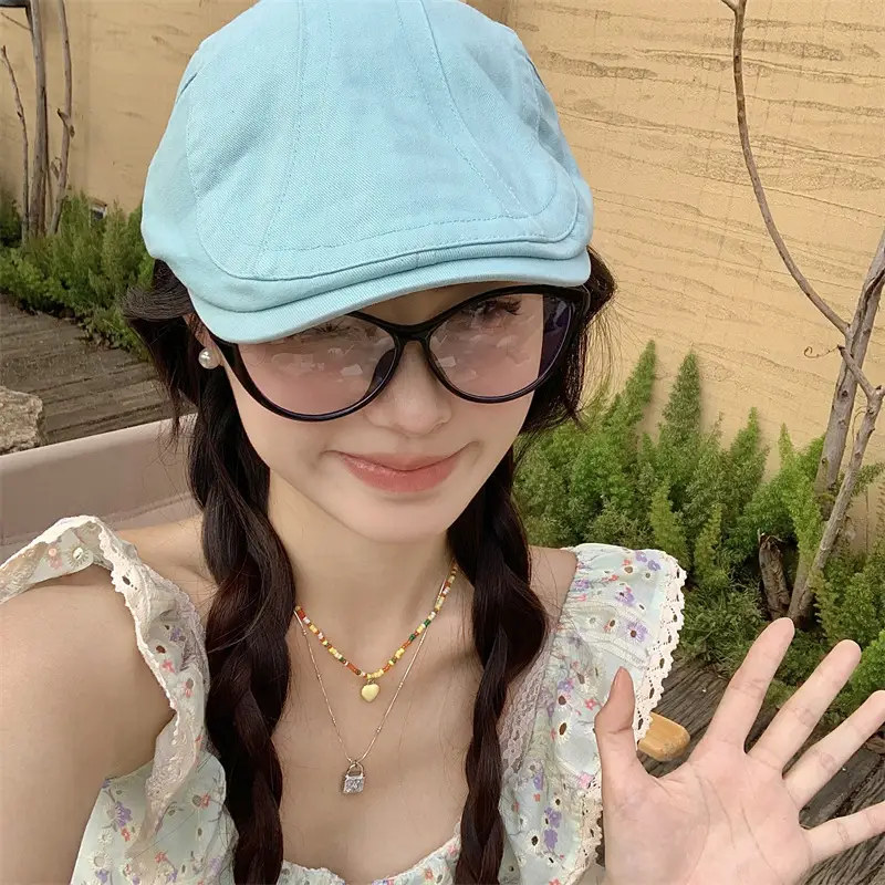 Japanese Style British Style Lake Blue Retro Denim Advance Hats