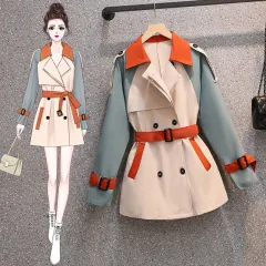 Slim-fit Slim British Style Plus-size Coat For Women - 7458 Short Trench Coat-Xl - View 1