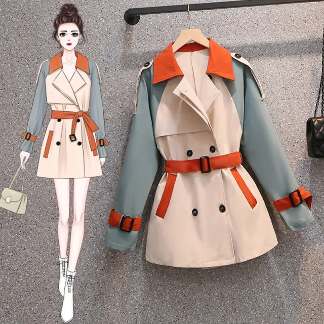 Slim fit Slim British Style Plus size Coat For Women 7458 Short Trench Coat Xl - Shop at LoveMi