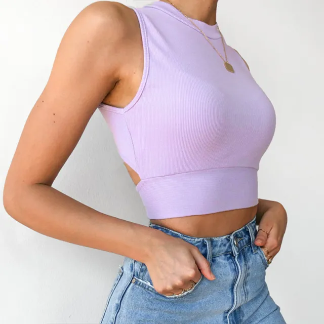 Slim Fit Midriff baring Short Sleeve Sexy Top Women's Spring Purple - Shop at LoveMi