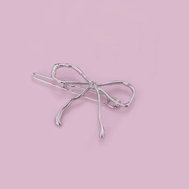 Ins Bow Barrettes Graceful And Fashionable Irregular Hair Accessories Silver H7307 - Shop at LoveMi