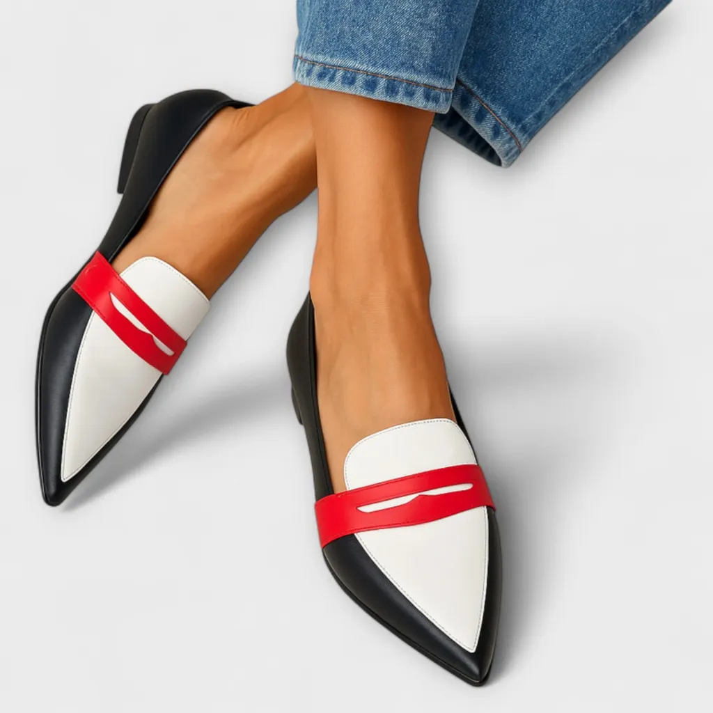 Spring And Autumn New Low Heel Pointed-toe Colour Matching Pumps Women - Black