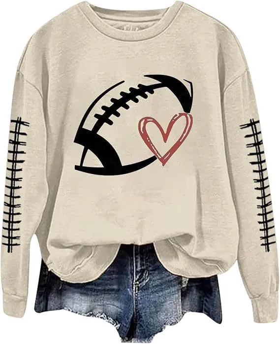Women's Sweatshirt Baseball Uniform Printed Long sleeved Sweater Sweatshirt Beige - Shop at LoveMi